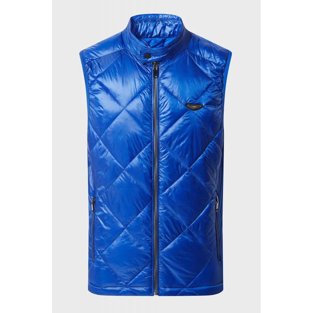 Police Fink 9801 Rubber & Metal Wing Badge Funnel Neck Sleeveless Gilet - Cobalt Blue