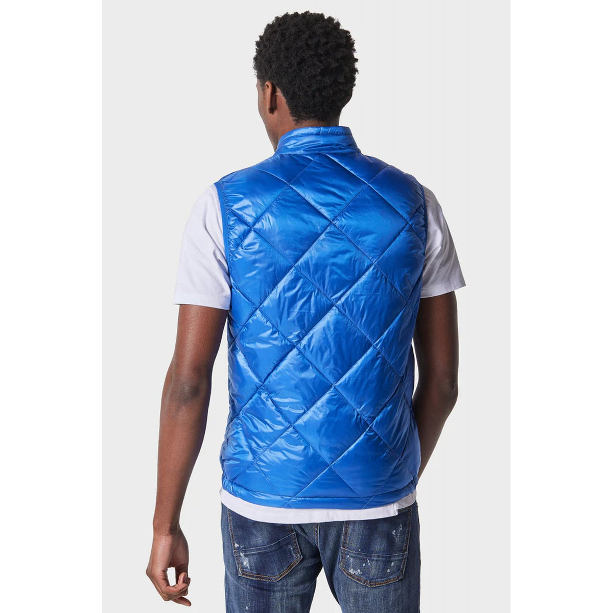 Police Fink 9801 Rubber & Metal Wing Badge Funnel Neck Sleeveless Gilet - Cobalt Blue