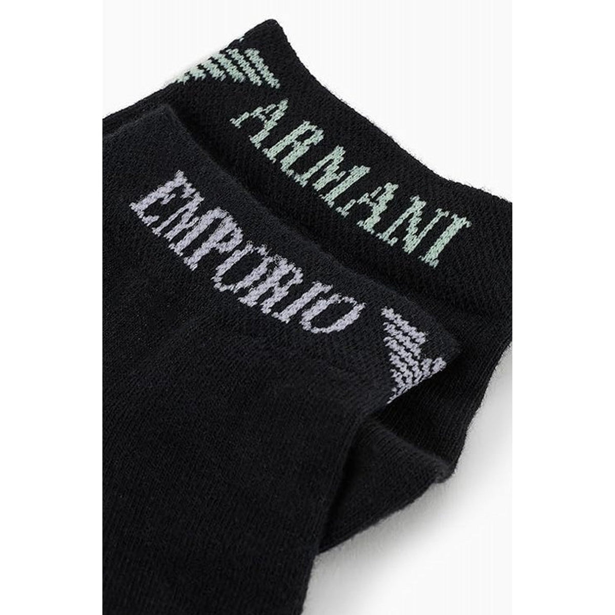 Emporio Armani 300048 4R254 Calza Cortissima Cuff Logo 3 Pack Ankle Socks - Black