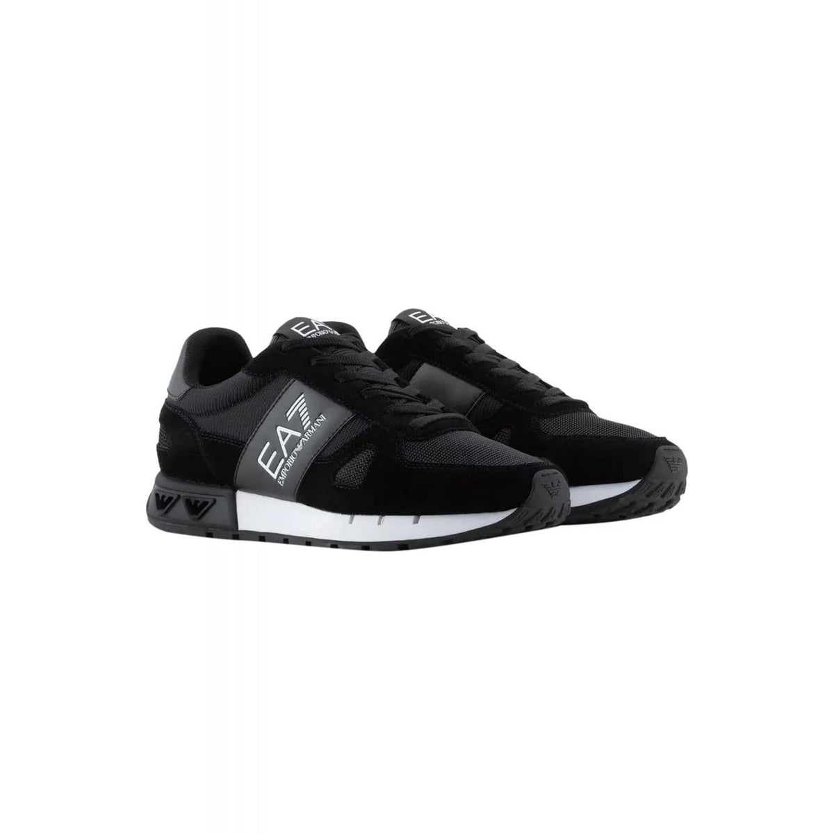 EA7 | Emporio Armani X8X151 XK354 Woven Fabirc Suede Running Style Trainer - Black/White