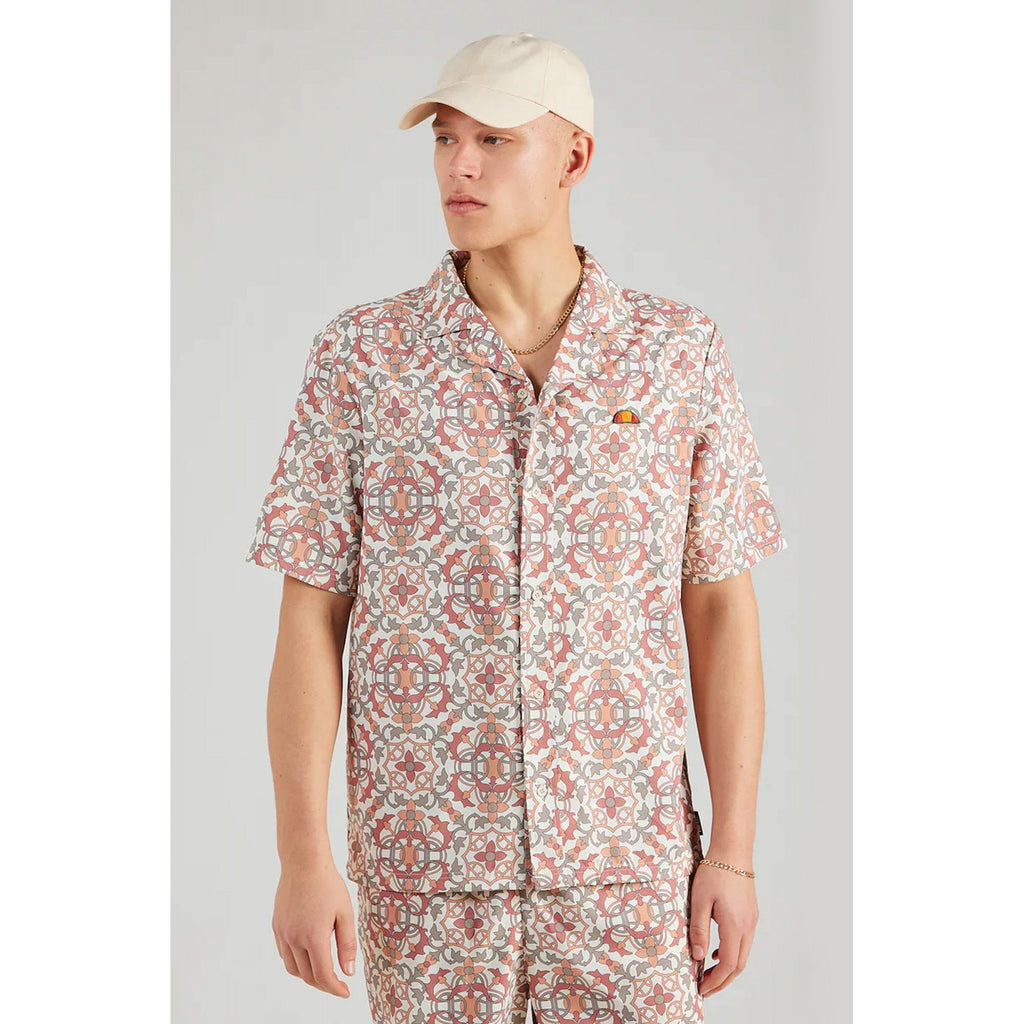 Ellesse Melos 0522 Lapel Collar All Over Print Design Half Sleeve Shirt
