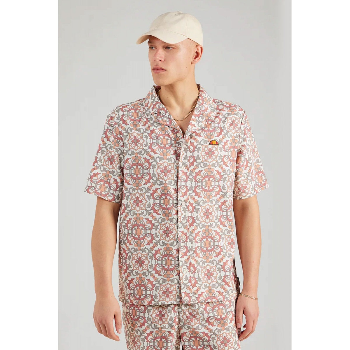Ellesse Melos 0522 Lapel Collar All Over Print Design Half Sleeve Shirt