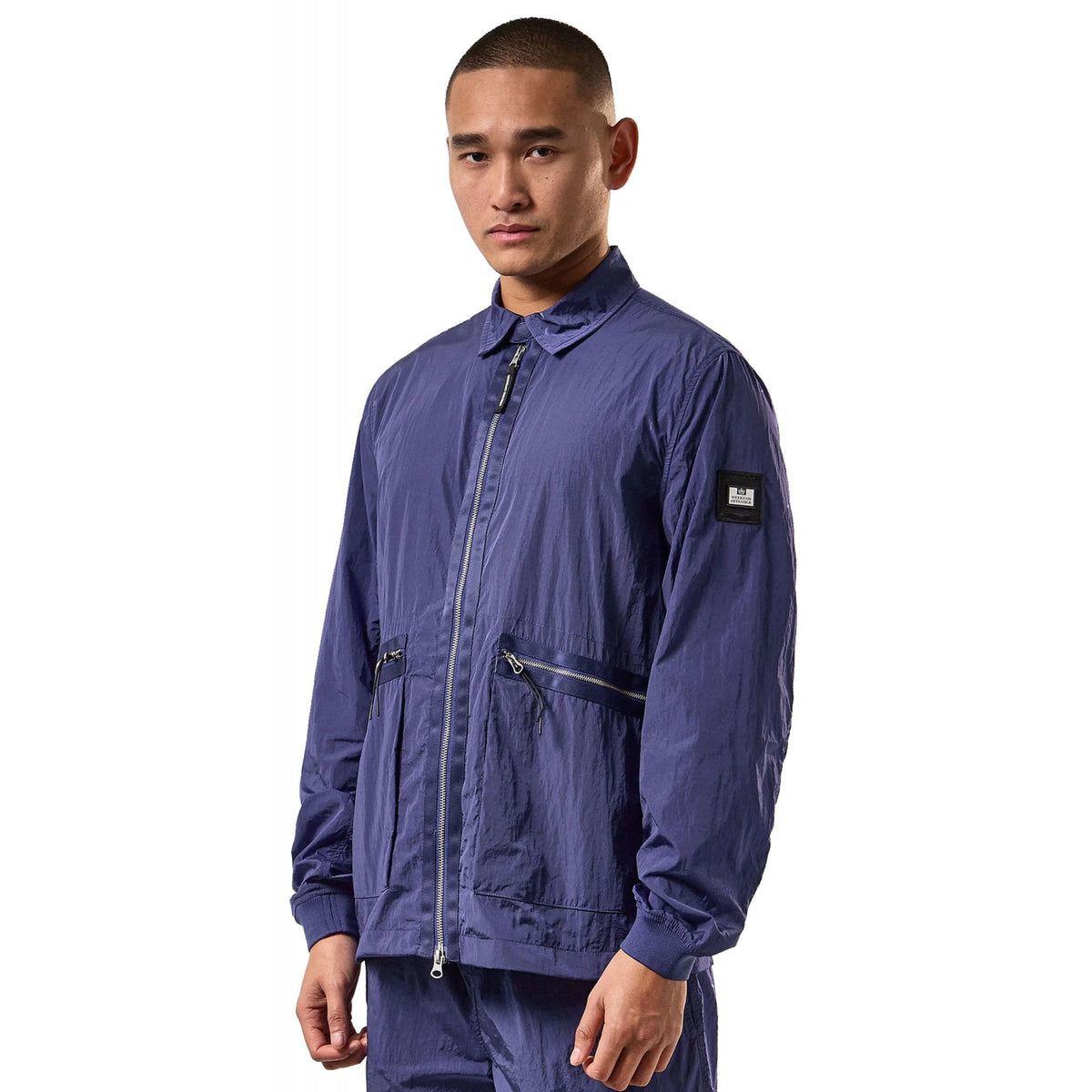 Weekend Offender 2403 Zingaro Lightweight Nylon Collar Jacket - Navy