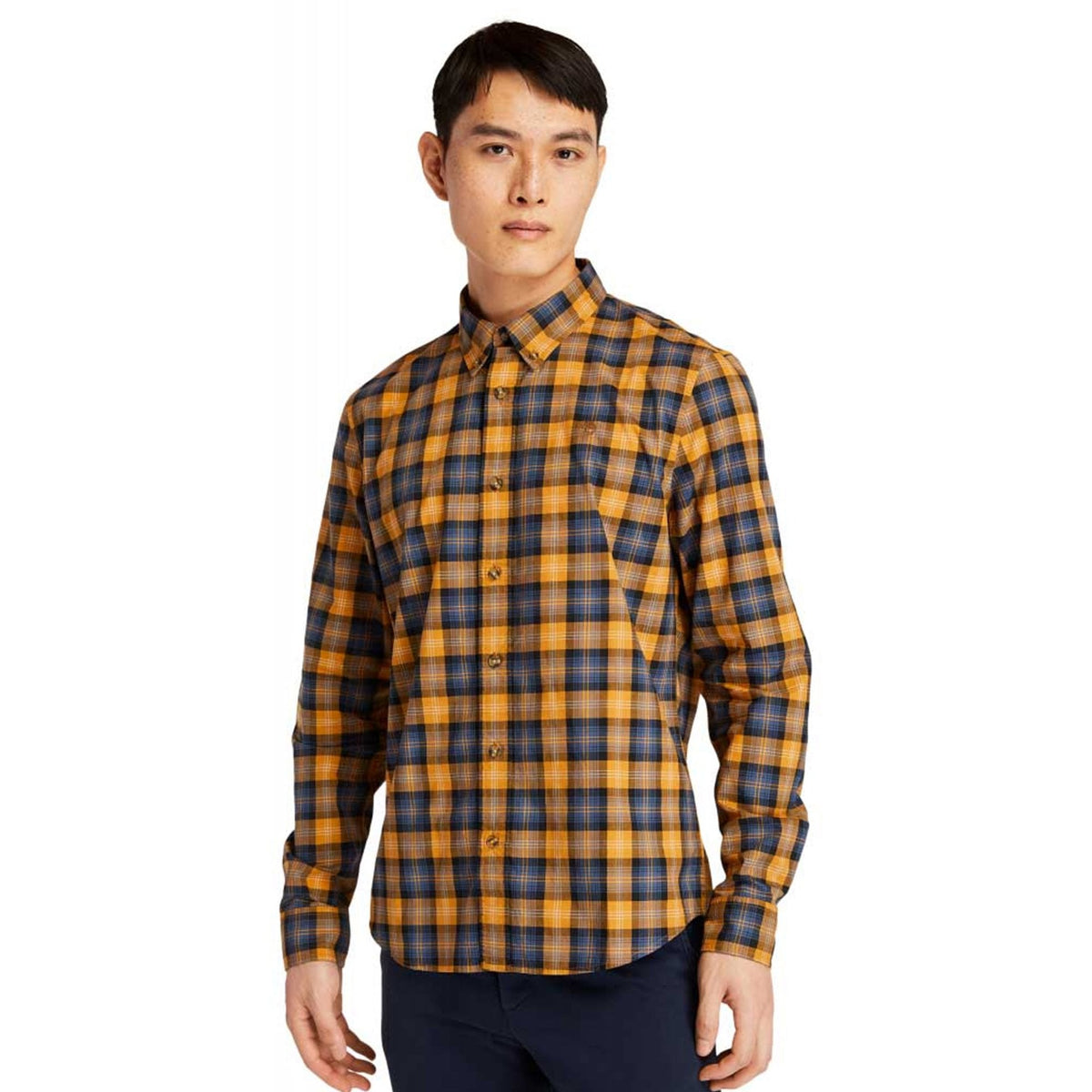 Timberland TB0A2D73 Eastham River Stretch Poplin Slim Fit Long Sleeve Check Shirt