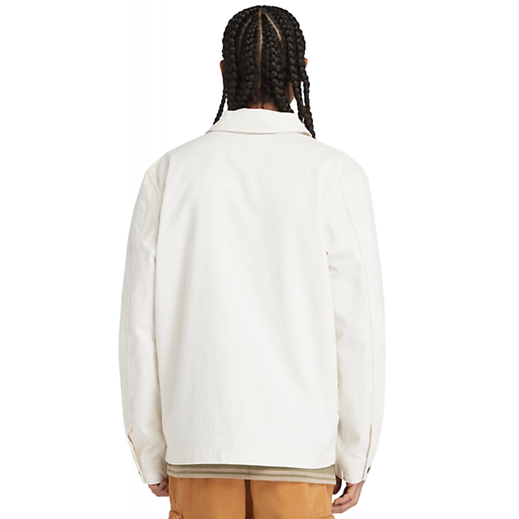 Timberland TB0A5TH3 Washed Canvas Chore Lightweight Buttoned Overshirt Jacket - Off White