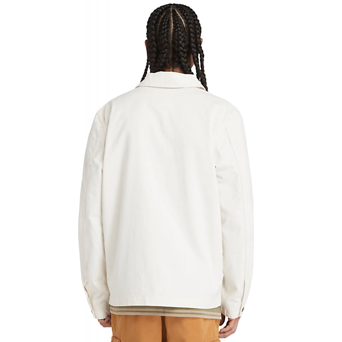 Timberland TB0A5TH3 Washed Canvas Chore Lightweight Buttoned Overshirt Jacket - Off White