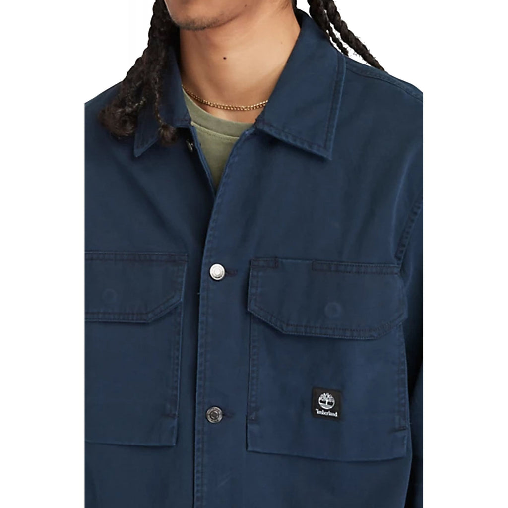 Timberland TB0A5TQB Washed-Look Lightweight Buttoned Overshirt Jacket - Navy