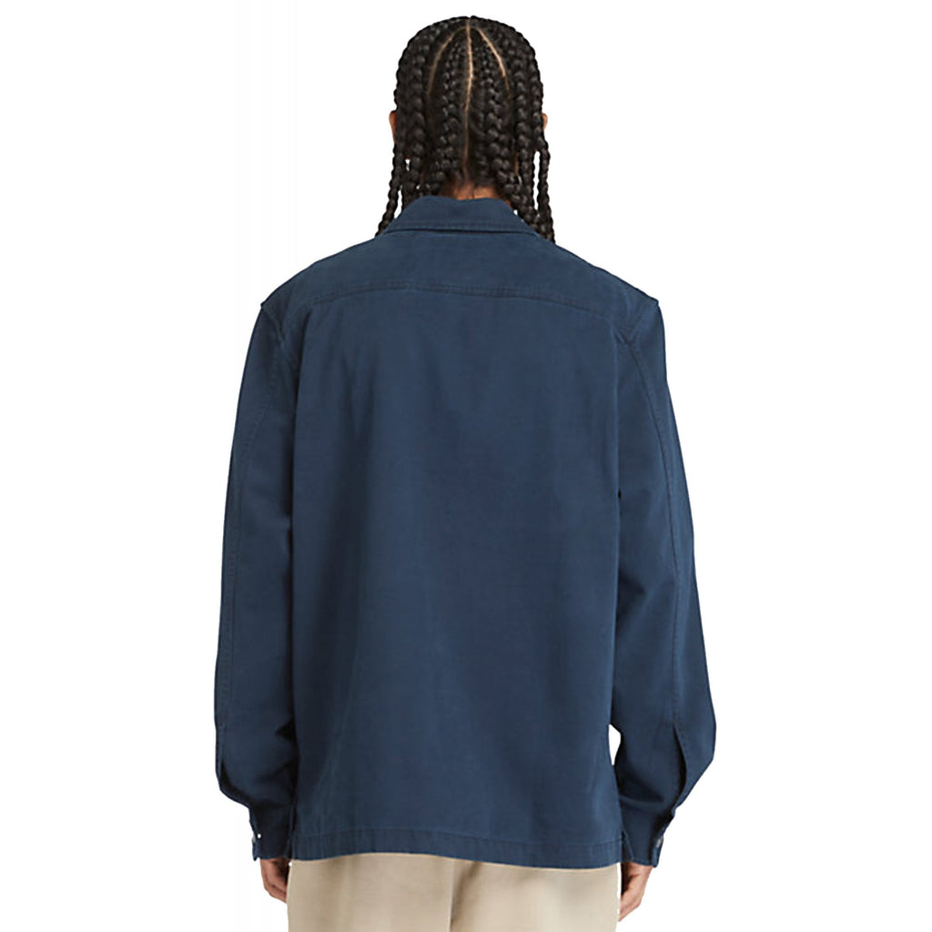 Timberland TB0A5TQB Washed-Look Lightweight Buttoned Overshirt Jacket - Navy