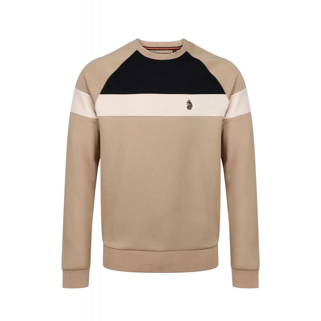Luke | Adam 4 M710351 Panel Detail Tape Sweat Top - Biscuit