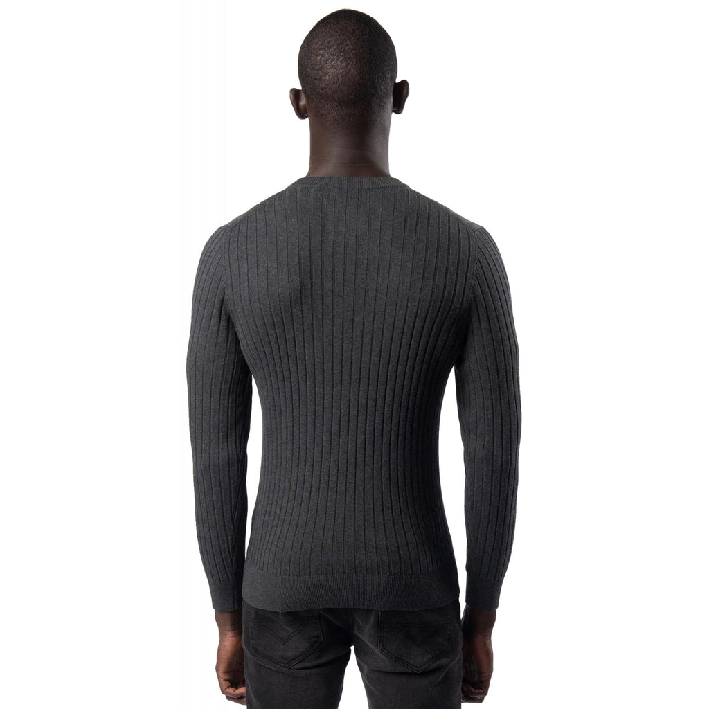Luke | Spare Rib M710650 Knit Crew Neck Cotton Jumper - Charcoal Marl
