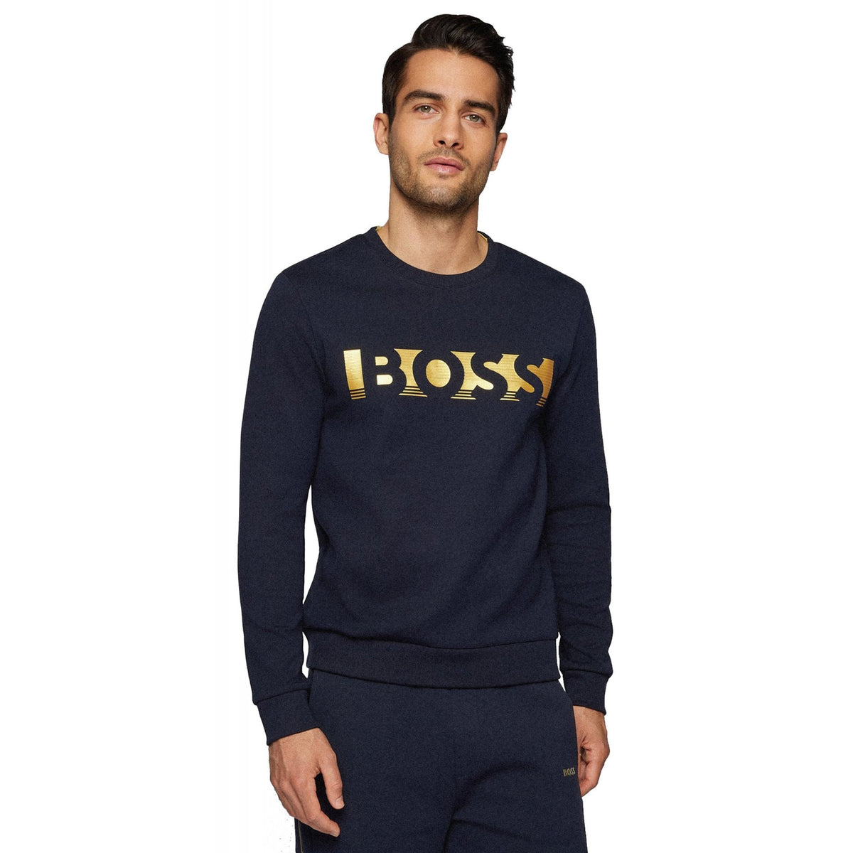 Boss 50465948 Athleisure Salbo Gold Capsule Logo Crew Sweat Top - Navy