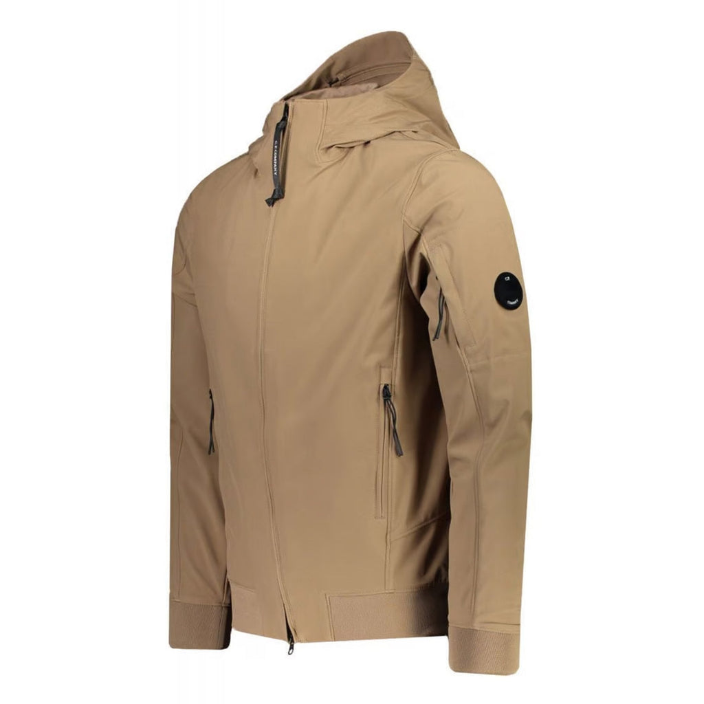 C.P. Company 002A Soft Shell Waterproof Lens Arm Lightweight Hood Jacket - Sand