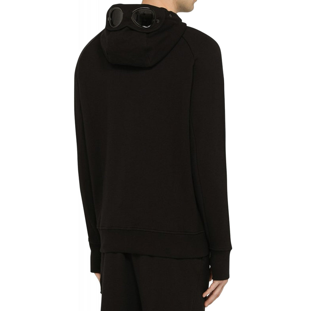 C.P. Company 082A Diagonal Raised Fleece Zip Through Goggle Hood Top - Black