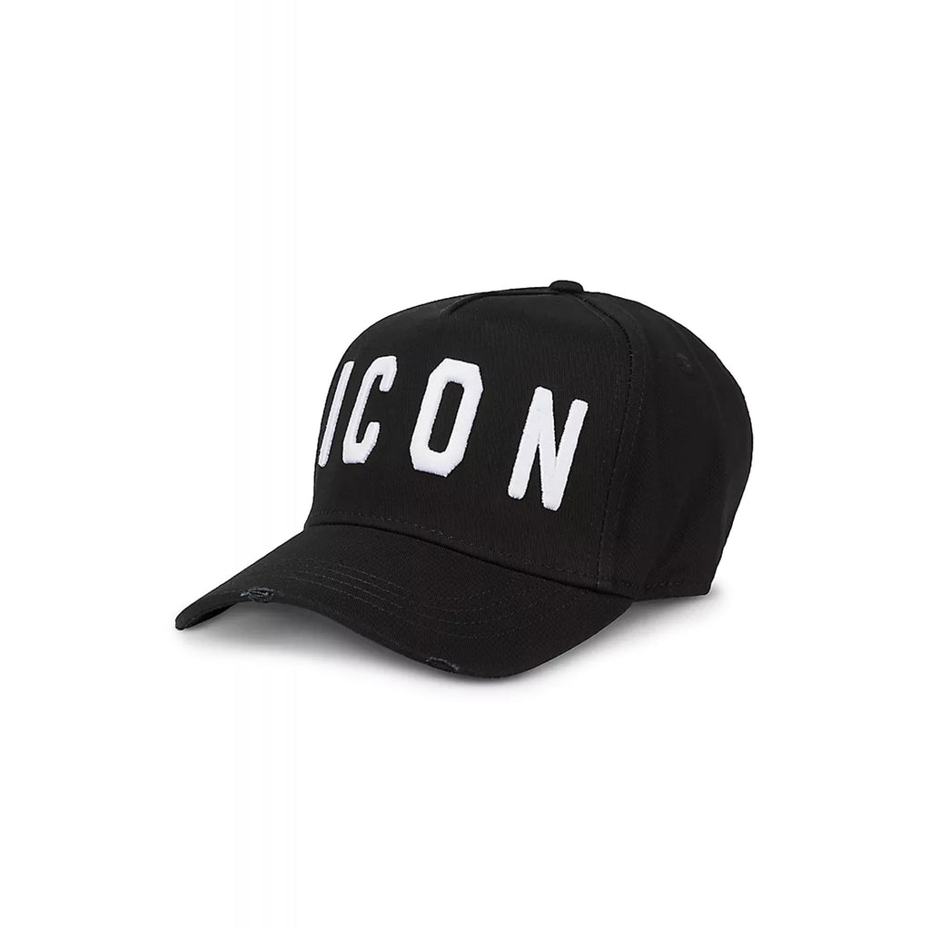 DSQUARED2 | Icon BCM4001 M063 Distressed Bold Logo Baseball Cap - Black/White