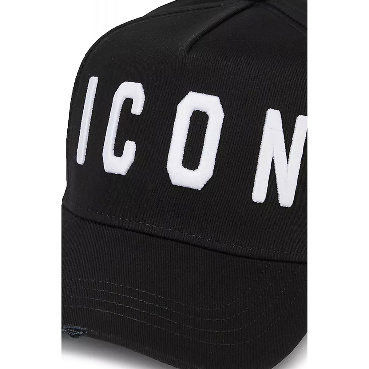 DSQUARED2 | Icon BCM4001 M063 Distressed Bold Logo Baseball Cap - Black/White