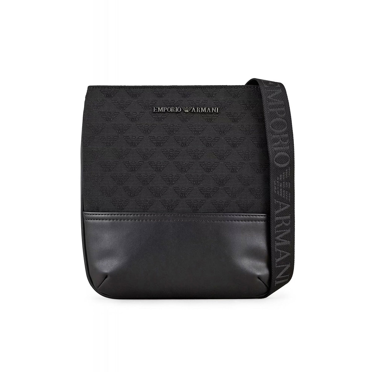 Emporio Armani Y4M234 YO22V Jacquard Logo Print Cross Body Messenger Bag - Black