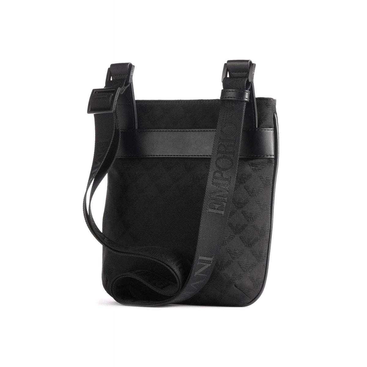 Emporio Armani Y4M234 YO22V Jacquard Logo Print Cross Body Messenger Bag - Black