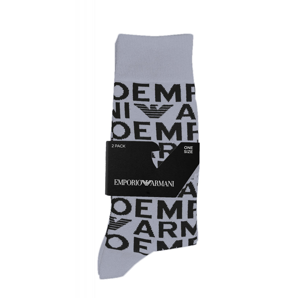 Emporio Armani 302302 3R274 Calza Essential Logo 2 Pack Long Knit Socks