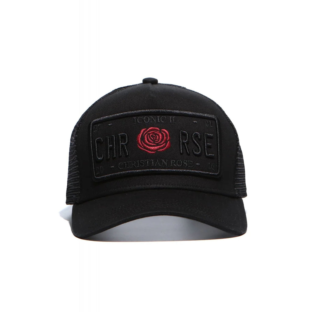 Christian Rose | CR019 Iconic II Red Rose Trucker Mesh Baseball Cap