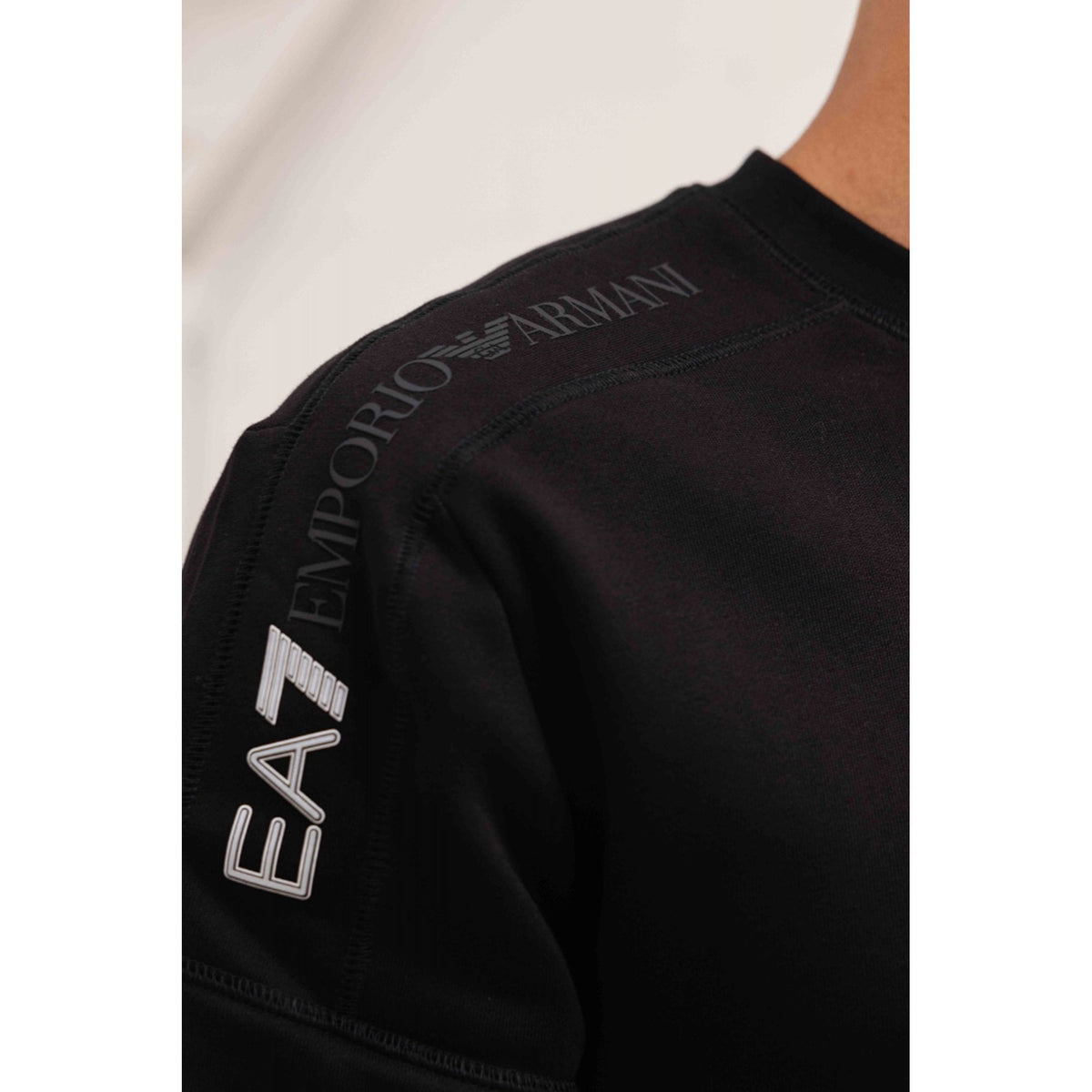 EA7 | Emporio Armani 6DPM13 PJVTZ Tape Logo Right Shoulder Sweat Top - Black