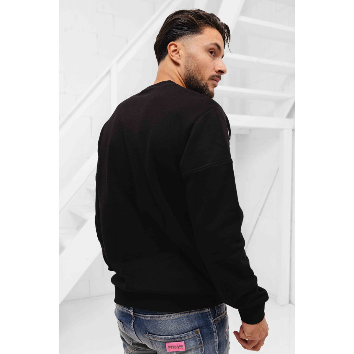 EA7 | Emporio Armani 6DPM13 PJVTZ Tape Logo Right Shoulder Sweat Top - Black