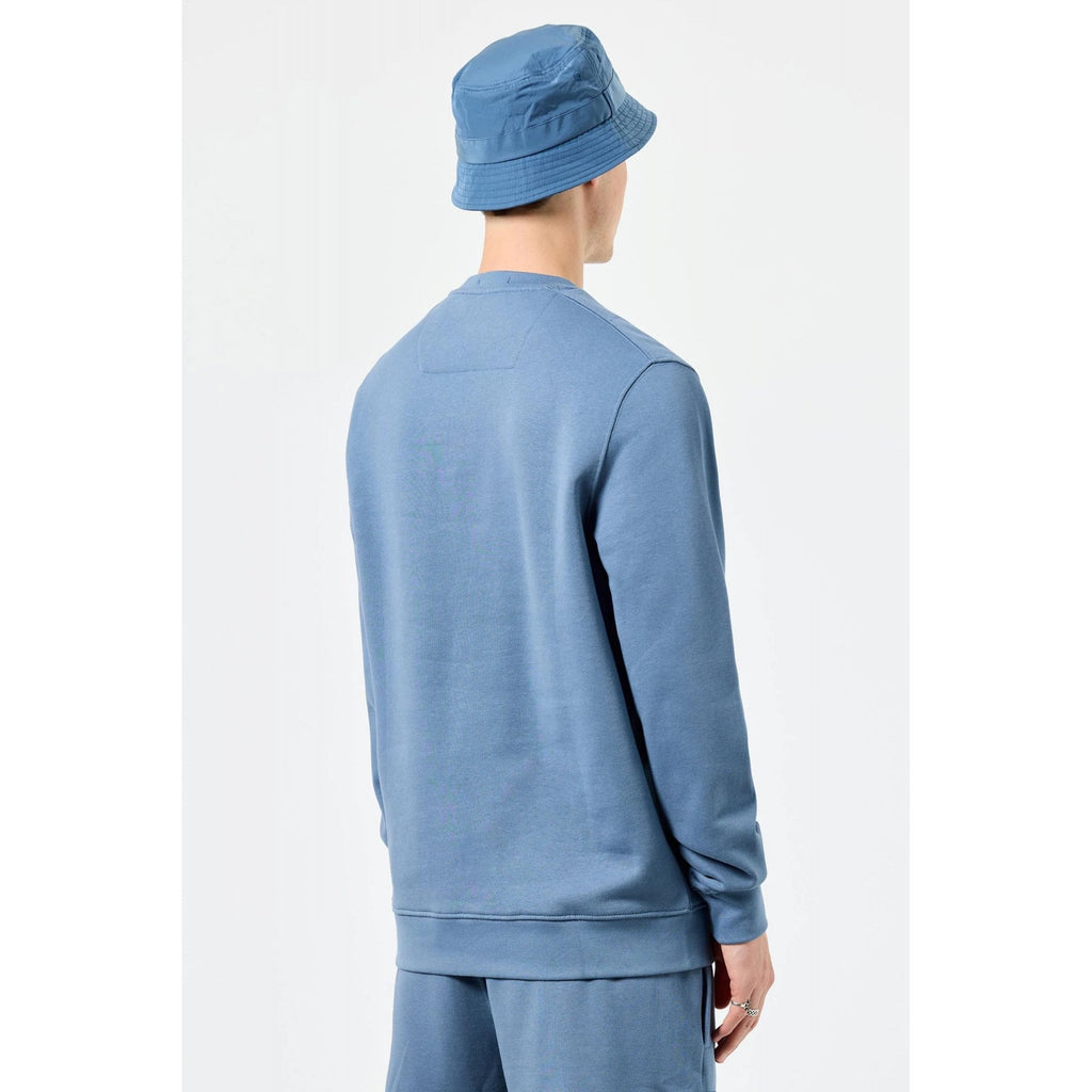 Weekend Offender 2405 Neve Nylon Pocket Cotton Crew Sweat Top - Baltic Blue