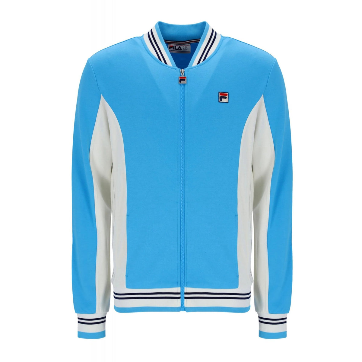 Fila Settanta LM161RN1 Vintage 250 Baseball Track Top - Cyan Blue/Gardenia