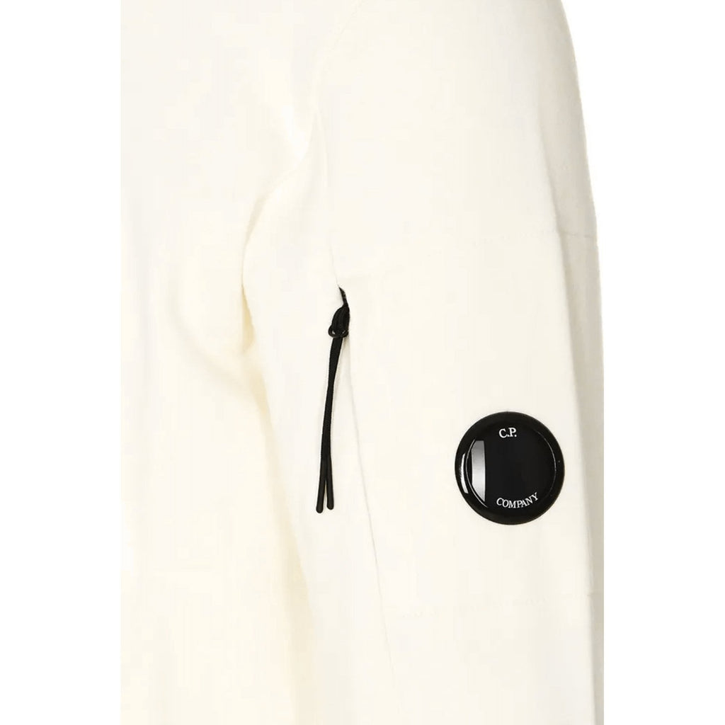 C.P. Company | 16CMSS400A Diagnol Raised Full Zip Fleece Lens Arm Hood Top - Ecru
