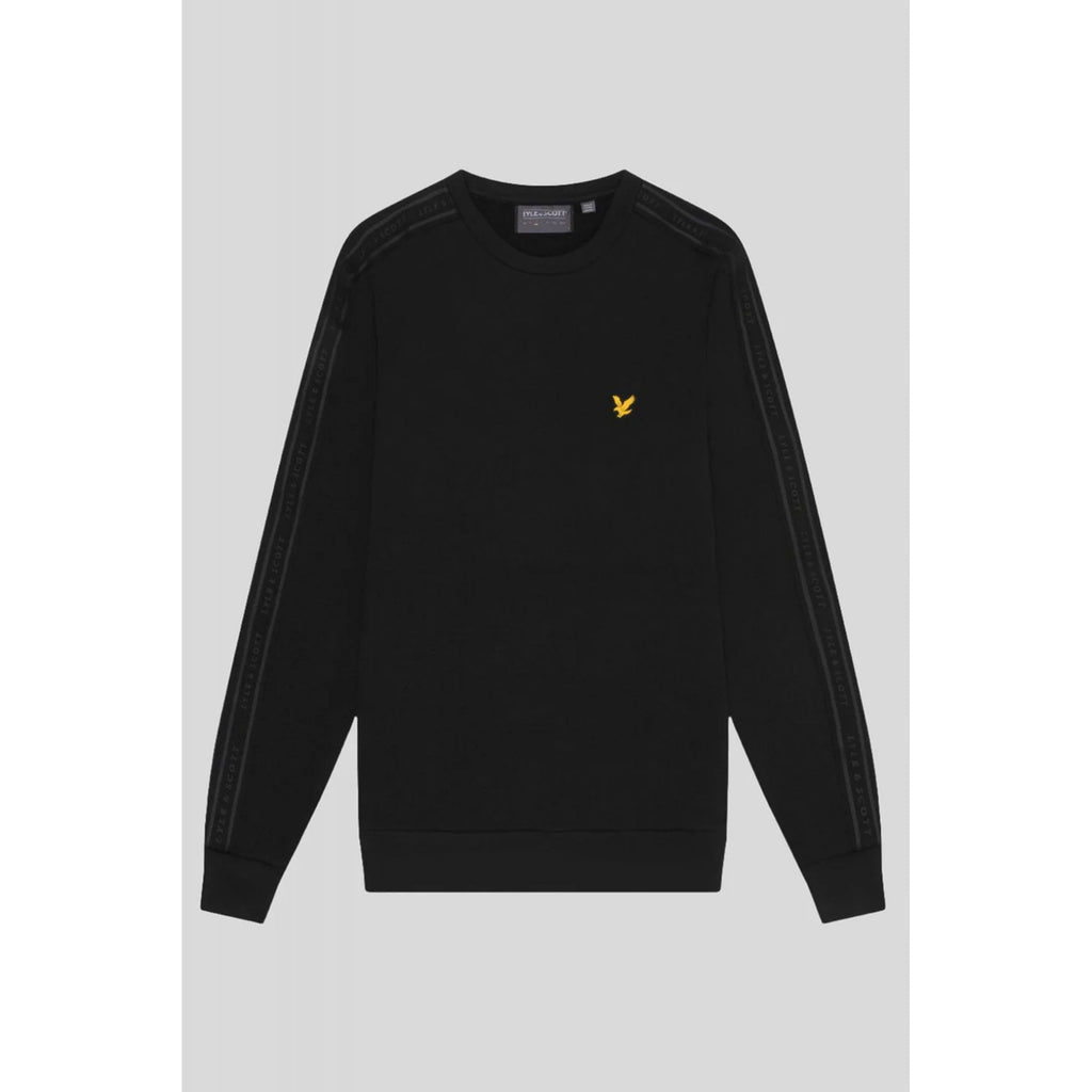 Lyle & Scott | ML2187SP Sports Tape Rubberised Logo Crew Neck Sweat Top - Black