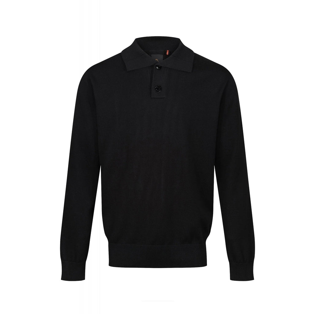 Luke | Fairbanks M770652 Cotton Knit Long Sleeve Polo Top - Black