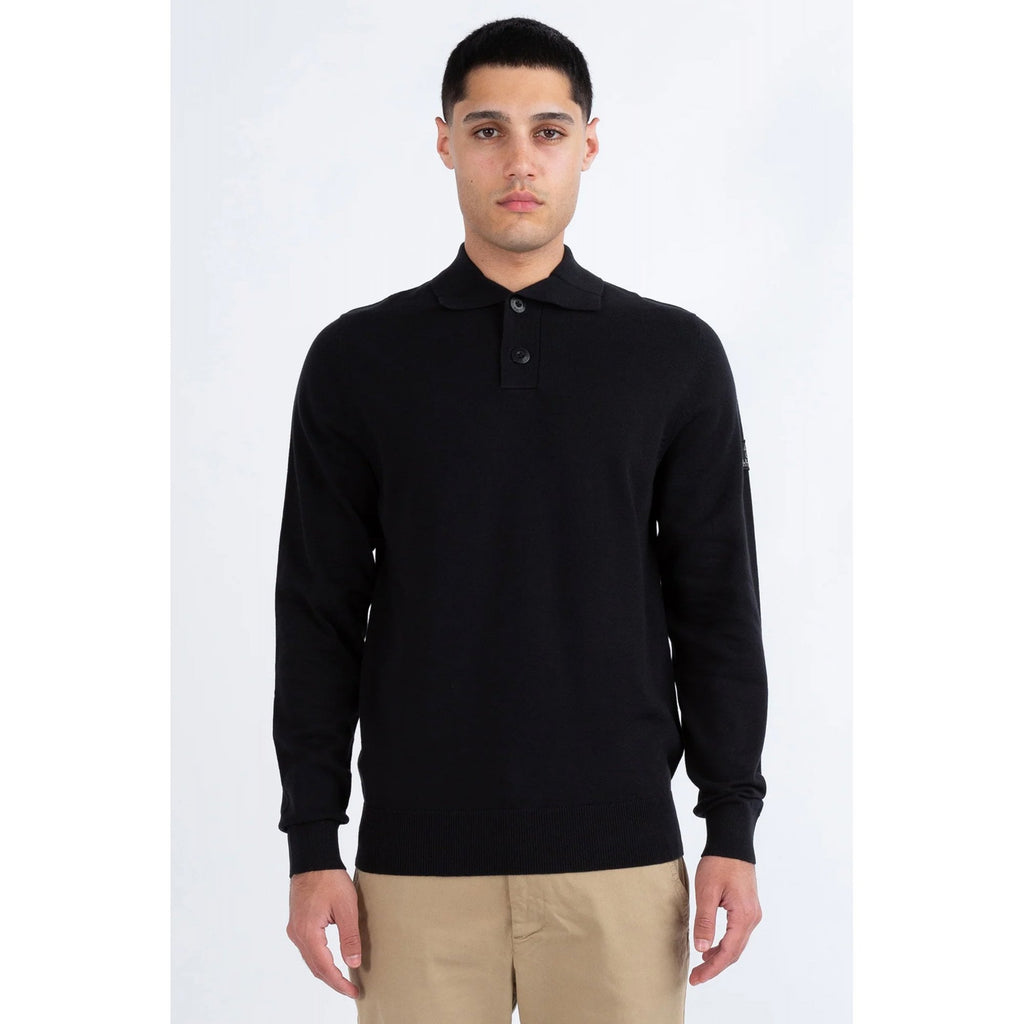 Luke | Fairbanks M770652 Cotton Knit Long Sleeve Polo Top - Black