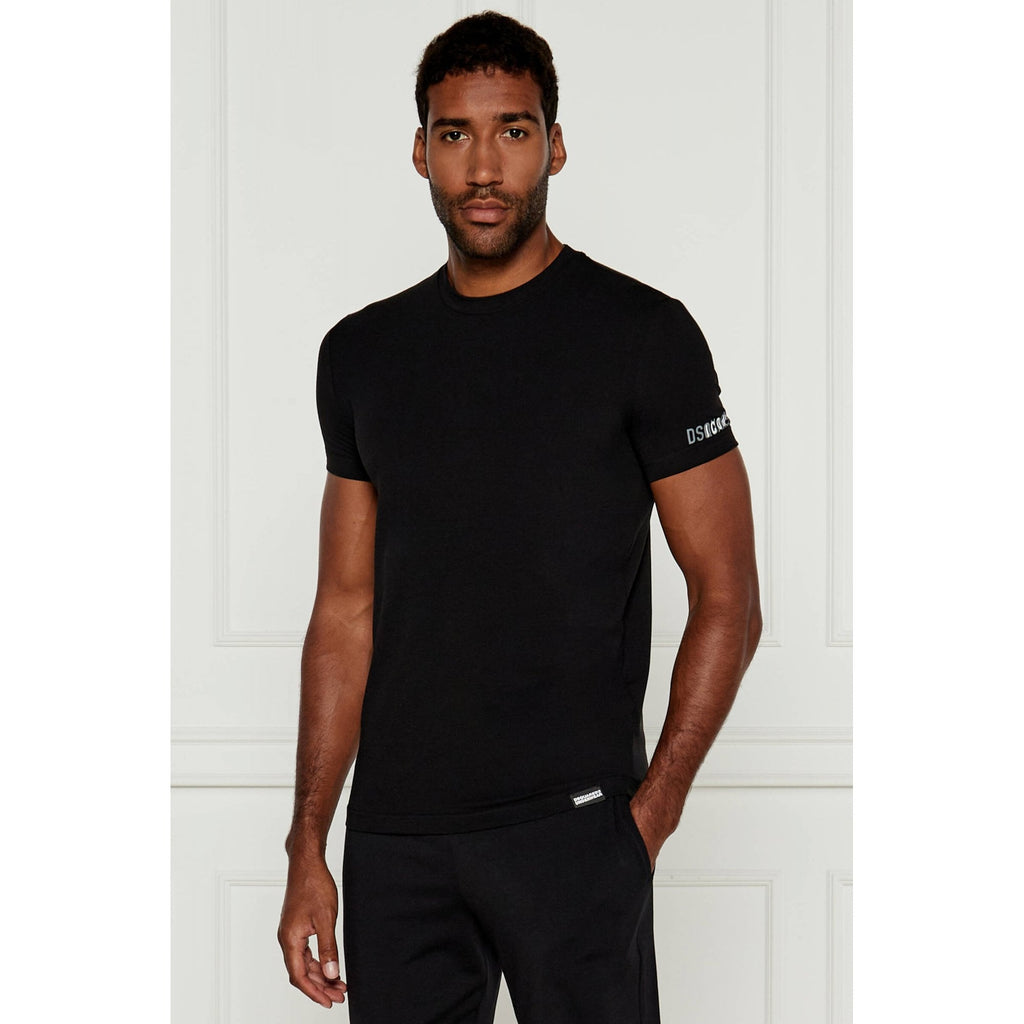 DSQUARED2 | D9M205420 Crew Neck Sleeve Logo Print Slim Fit T-Shirt - Black