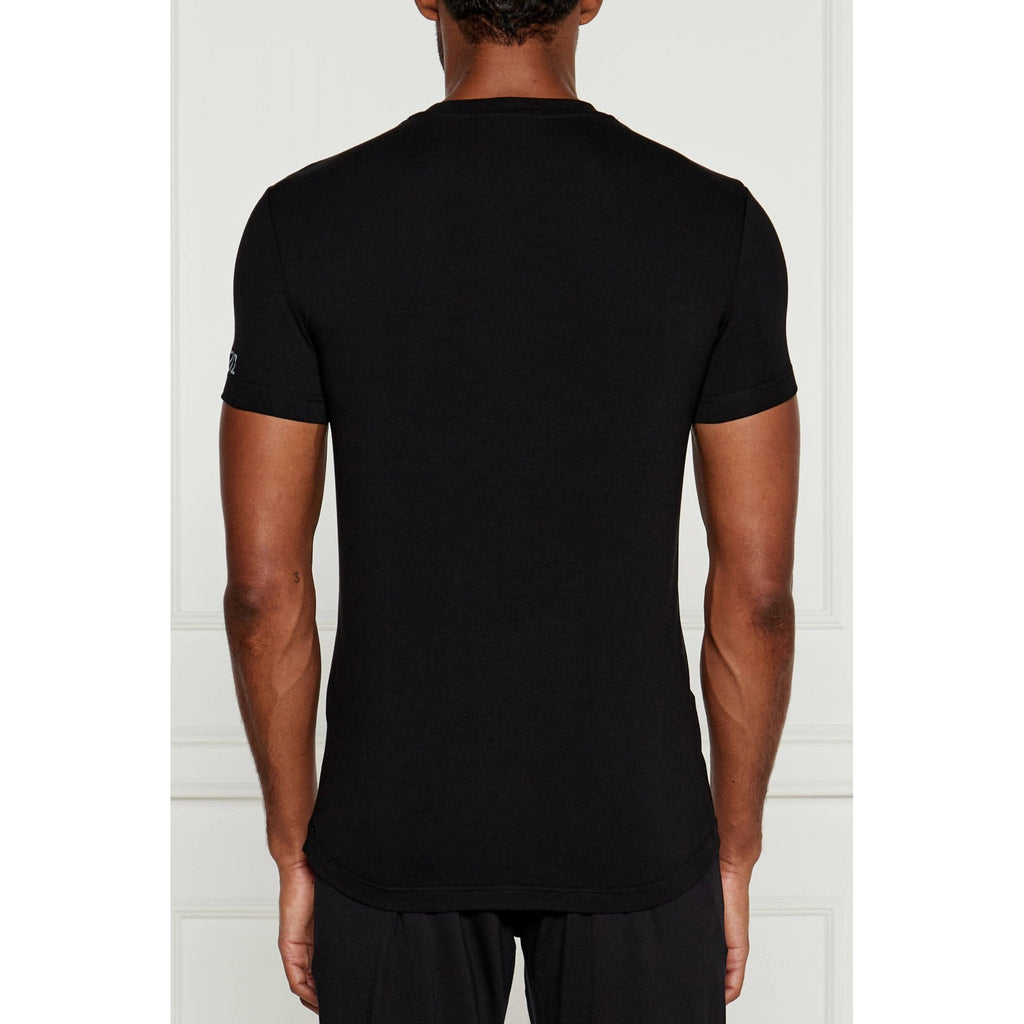 DSQUARED2 | D9M205420 Crew Neck Sleeve Logo Print Slim Fit T-Shirt - Black
