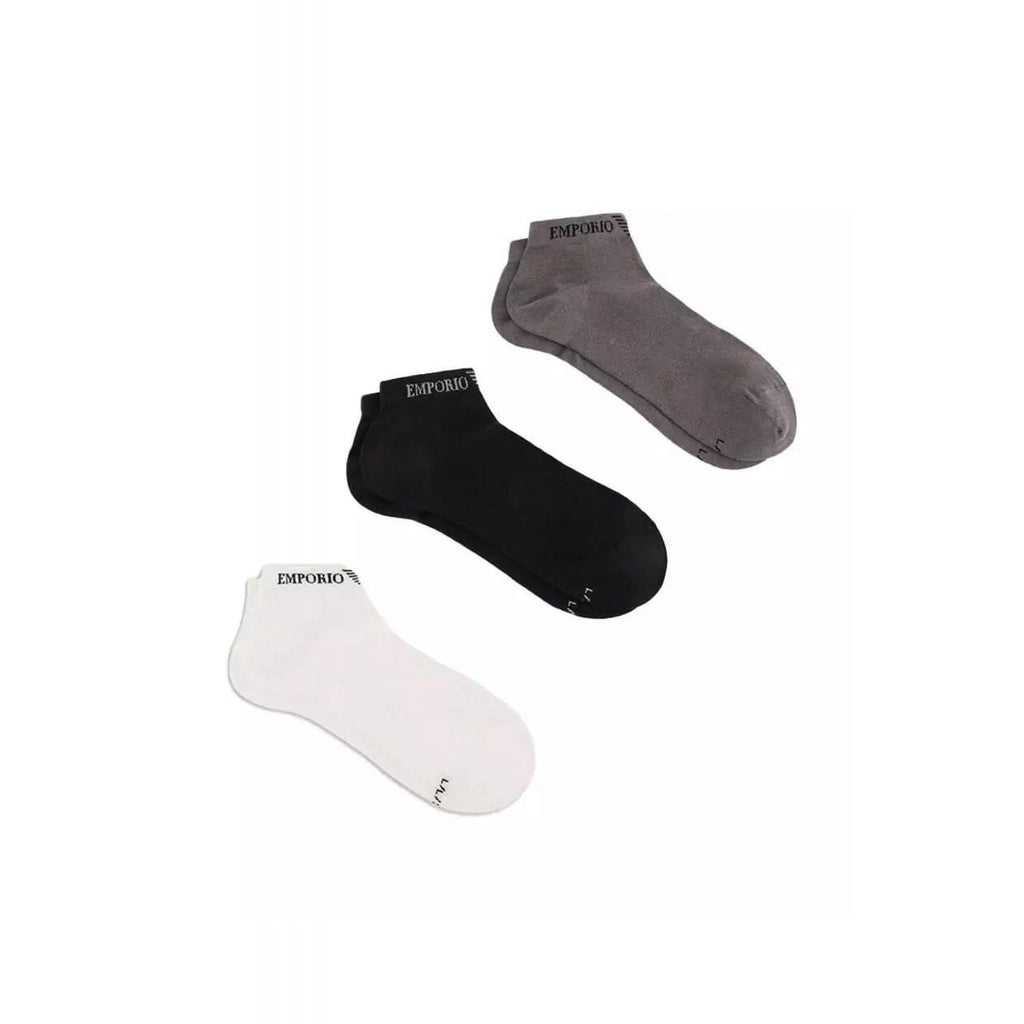 Emporio Armani 300048 4F254 Sneaker Essential Cuff Logo 3 Pack Ankle Socks