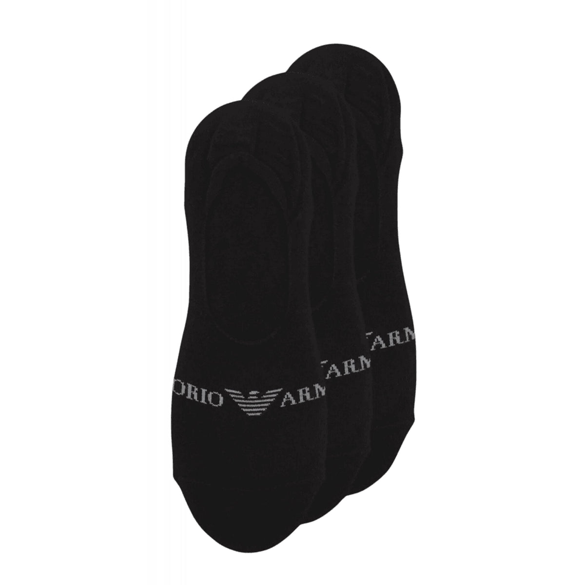 Emporio Armani 306227 4F254 Footie 3 Pack Logo Ankle Tripack Socks - Black