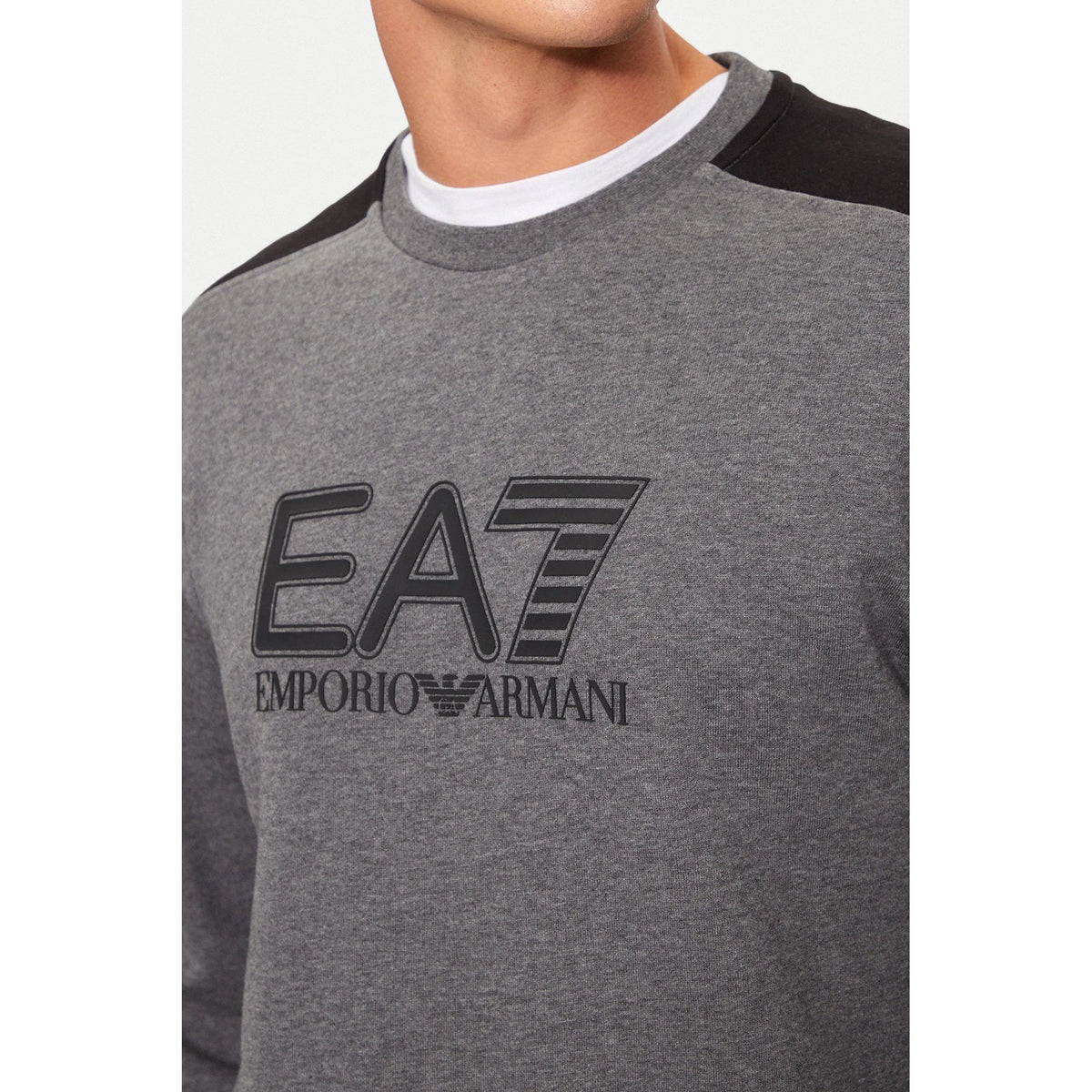 EA7 | Emporio Armani 6DPV64 PJVTZ Overprint Logo Sweat Top Jogger Tracksuit Set - Dark Grey Marl