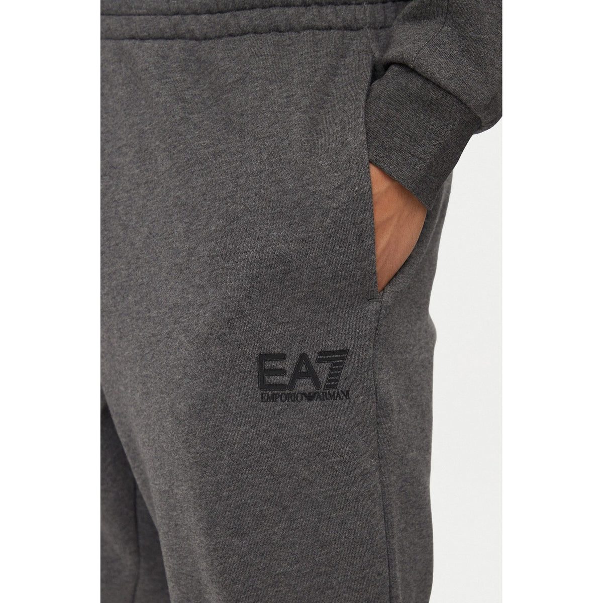 EA7 | Emporio Armani 6DPV64 PJVTZ Overprint Logo Sweat Top Jogger Tracksuit Set - Dark Grey Marl