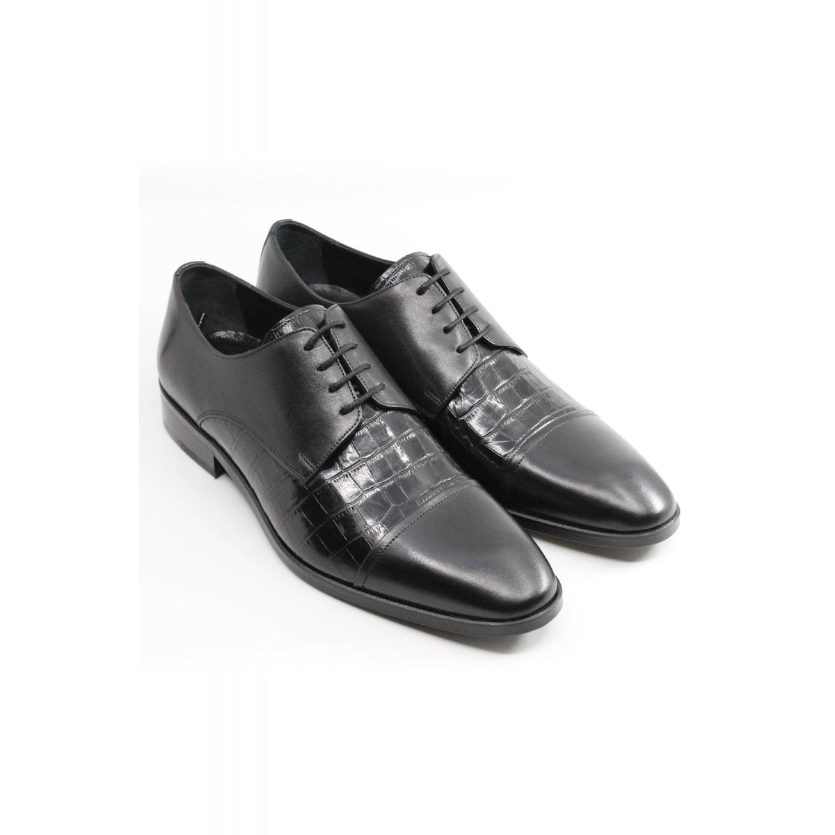 Paul Branco | M-01627 Leather Faux Contrast Crocodile Oxford Lace Formal Shoe