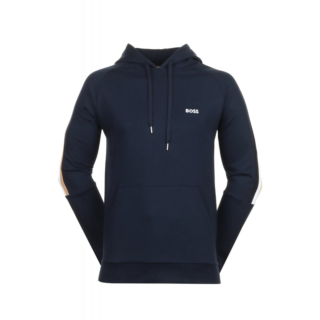 Boss 50527559 Iconic Loungewear Tape Overhead Hood Top - Navy