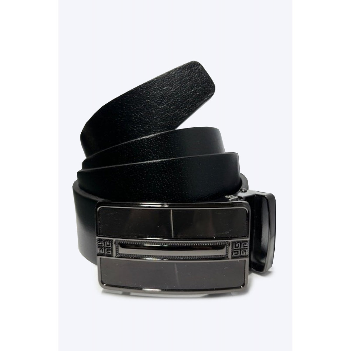 CB Gabby Metal Buckle Centre Design Leather Belt - Black