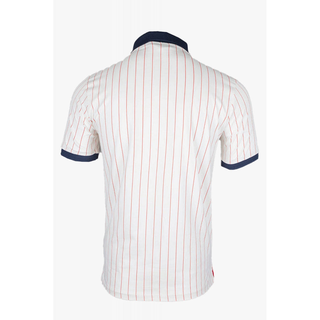 Fila Vintage BB1 LM1839AT Classic Red Striped Polo T-Shirt - Ecru