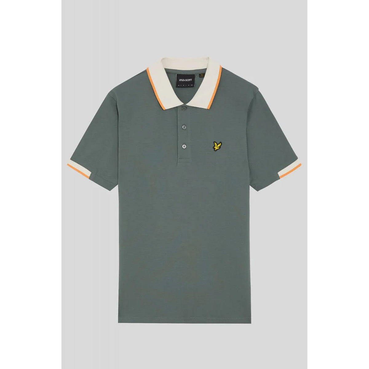 Lyle & Scott SP2206V Contrast Half Tipped Pique Polo T-Shirt - Green Mercurial