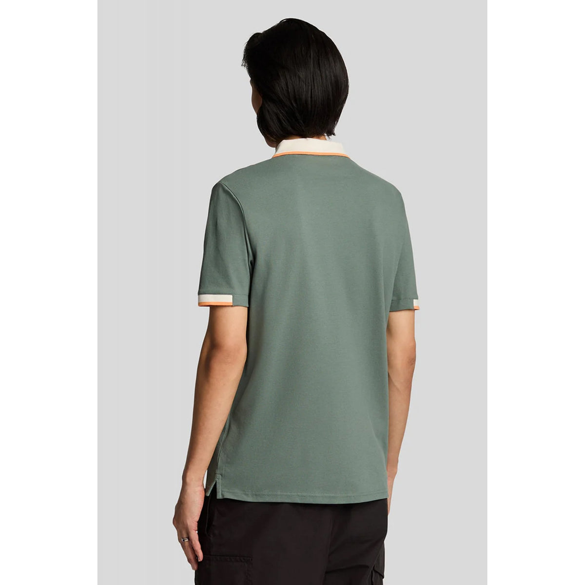Lyle & Scott SP2206V Contrast Half Tipped Pique Polo T-Shirt - Green Mercurial