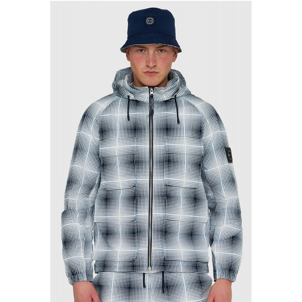 Marshall Artist | 0974 Shadow Check Cotton Ripstop Lightweight Hood Jacket - Navy