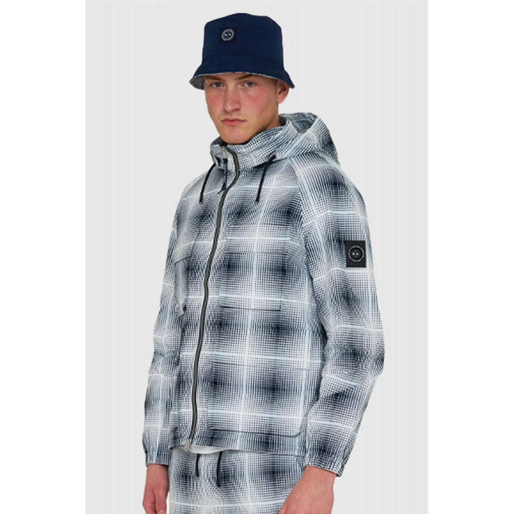 Marshall Artist | 0974 Shadow Check Cotton Ripstop Lightweight Hood Jacket - Navy