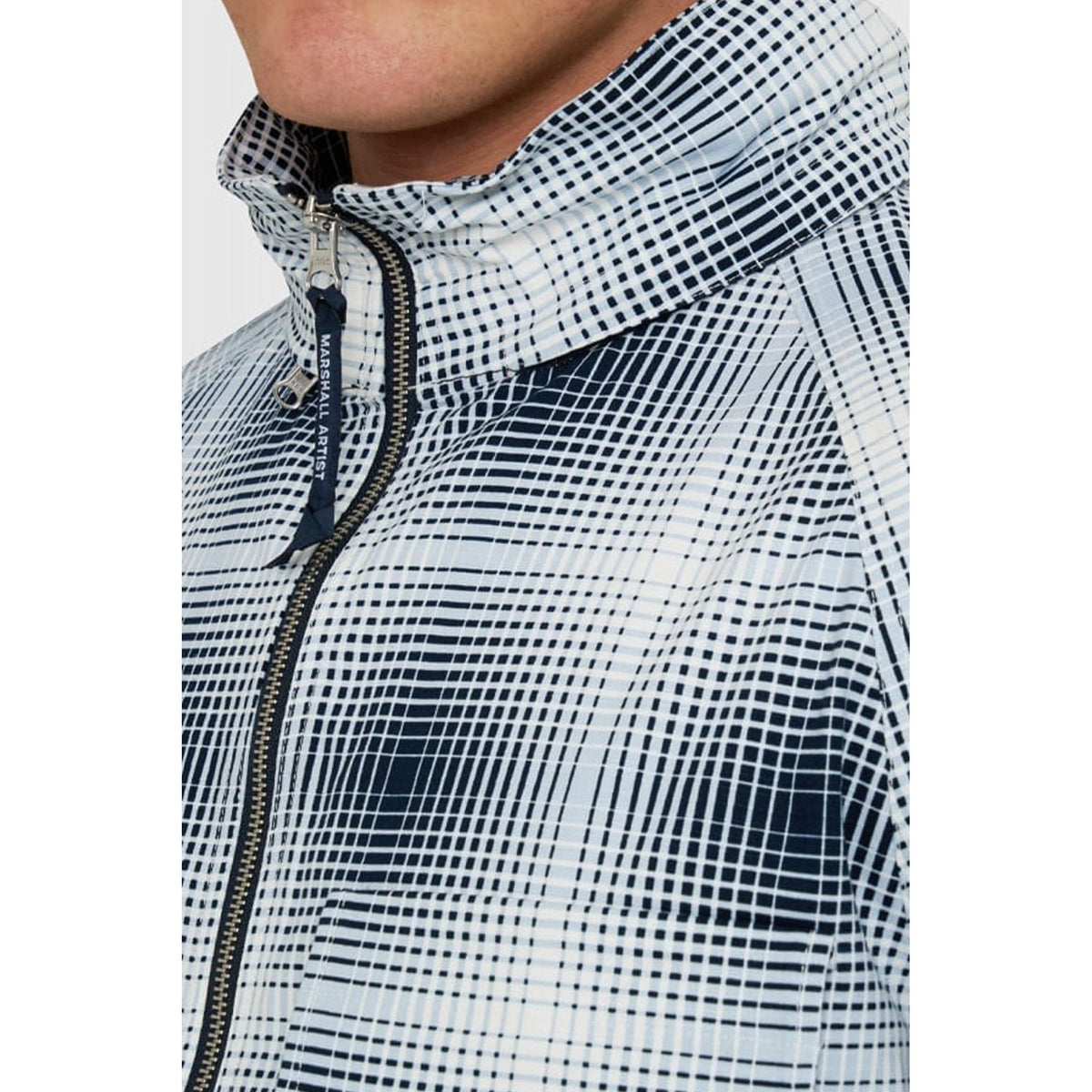 Marshall Artist | 0974 Shadow Check Cotton Ripstop Lightweight Hood Jacket - Navy