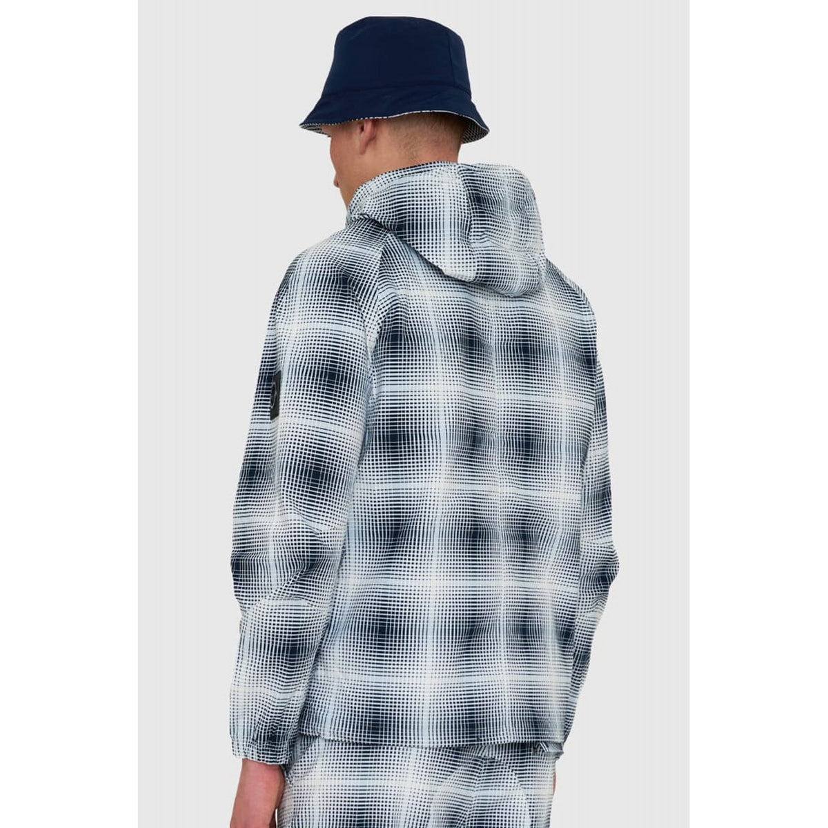 Marshall Artist | 0974 Shadow Check Cotton Ripstop Lightweight Hood Jacket - Navy