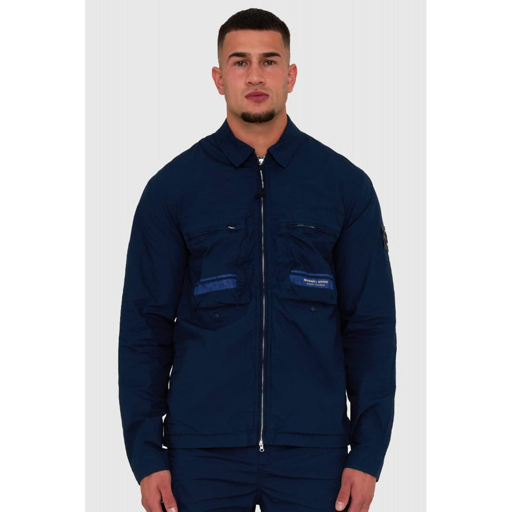 Marshall Artist | 0972 Seafield Washed Parachute Poplin Lightweight Overshirt Jacket - Navy