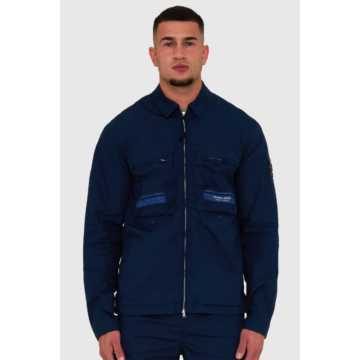 Marshall Artist | 0972 Seafield Washed Parachute Poplin Lightweight Overshirt Jacket - Navy
