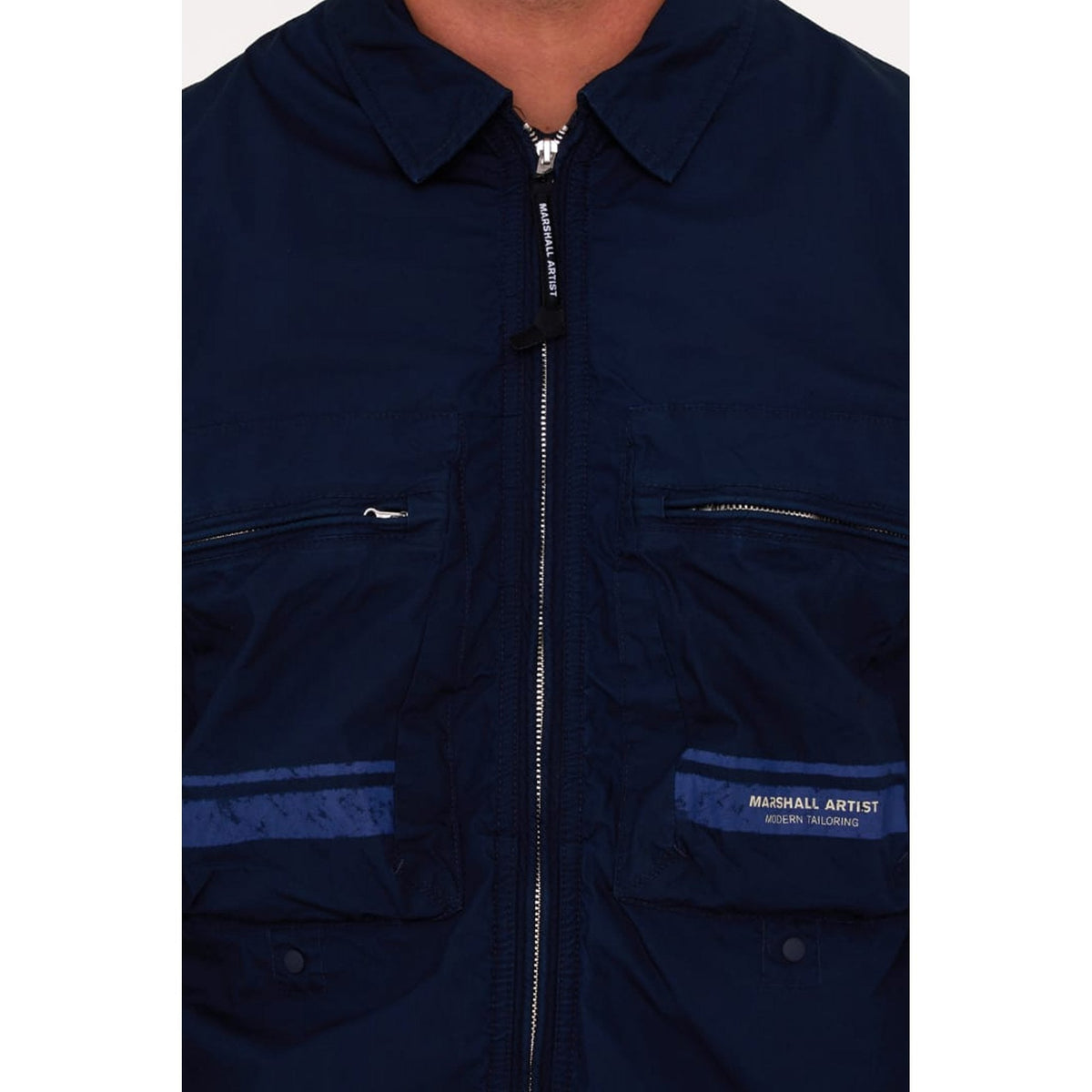 Marshall Artist | 0972 Seafield Washed Parachute Poplin Lightweight Overshirt Jacket - Navy